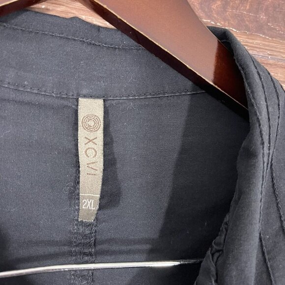 XCVI Womens Black Jacket Snap Front 3/4 Sleeve Stretch Cotton Pockets Size 2XL - Picture 5 of 5